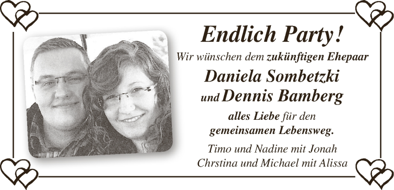 Hochzeitsanzeige von Daniela Sombetzki von WESER-KURIER