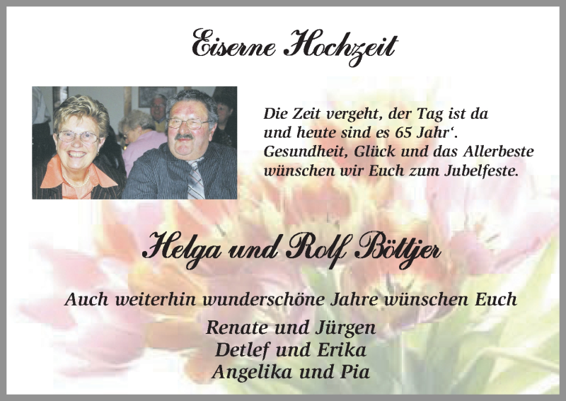 Hochzeitsanzeige von Helga Böttjer von WESER-KURIER