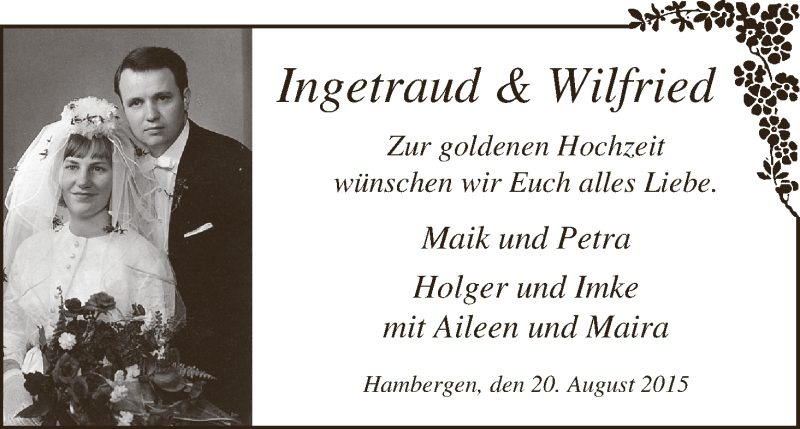 Hochzeitsanzeige von Ingetraud  von Osterholzer Kreisblatt