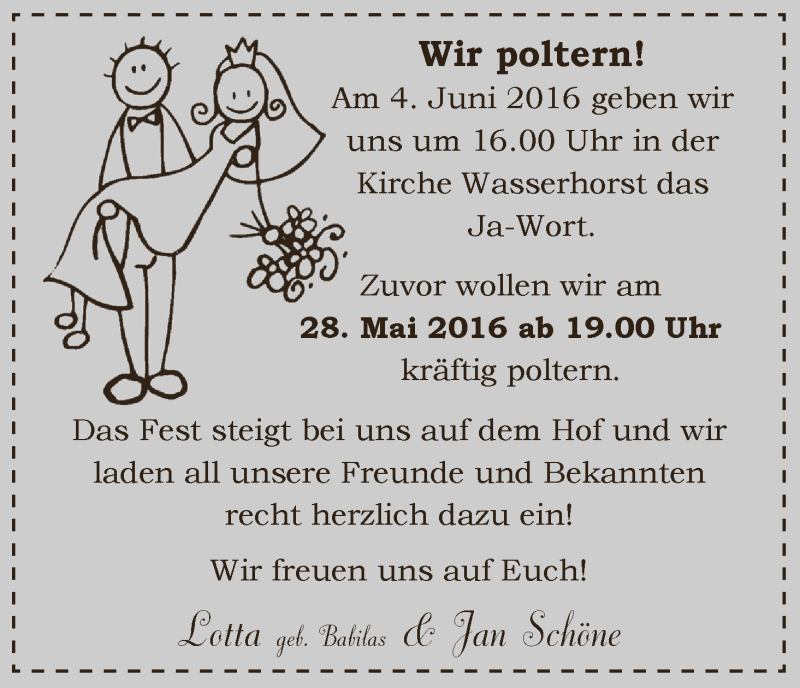 Hochzeitsanzeige von Lotta Schöne von Die Norddeutsche