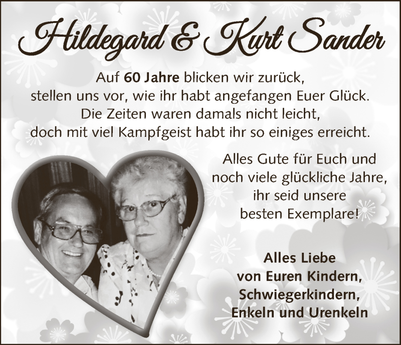 Hochzeitsanzeige von Hildegard Sander von WESER-KURIER