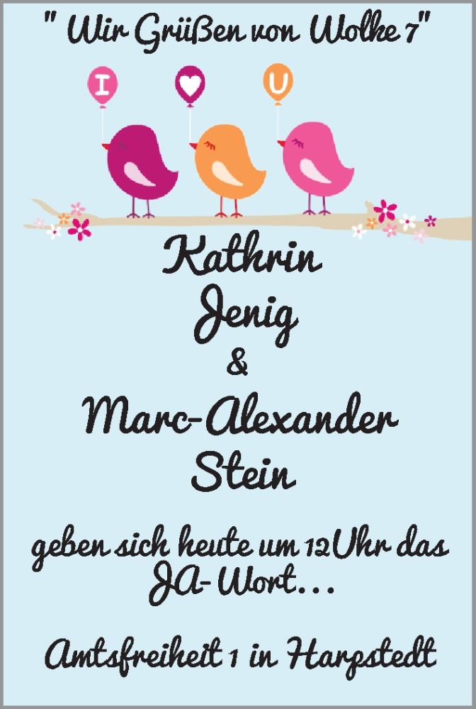 Hochzeitsanzeige von Kathrin Jenig von WESER-KURIER
