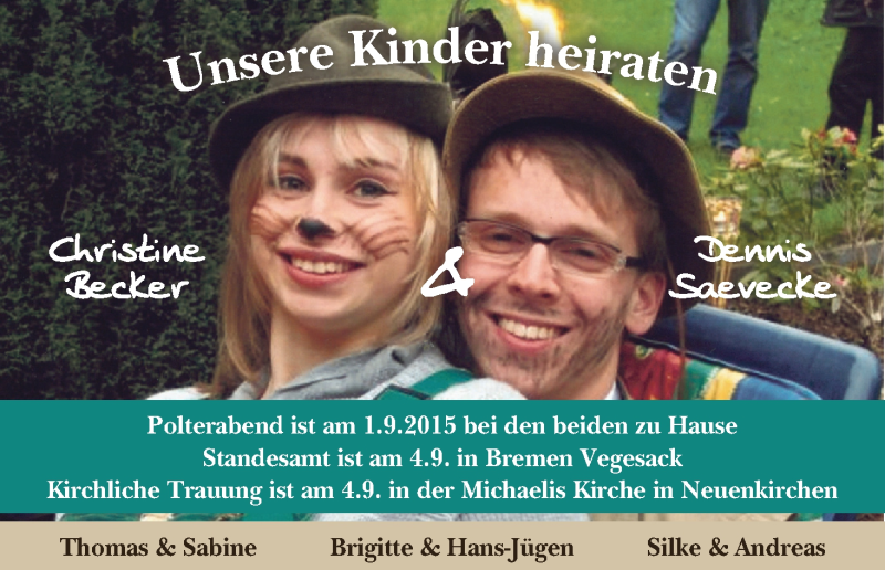Hochzeitsanzeige von Christine Becker von Die Norddeutsche