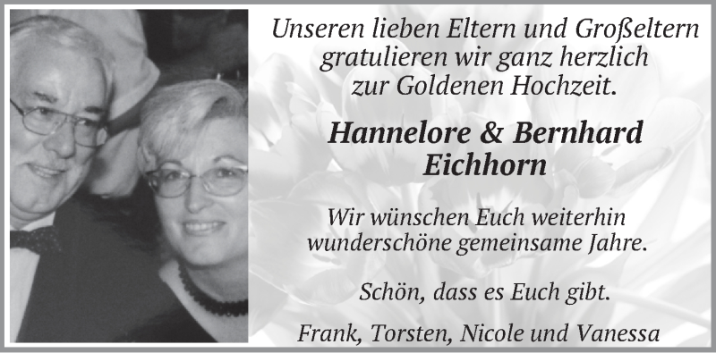 Hochzeitsanzeige von Hannelore Eichhorn von Osterholzer Kreisblatt