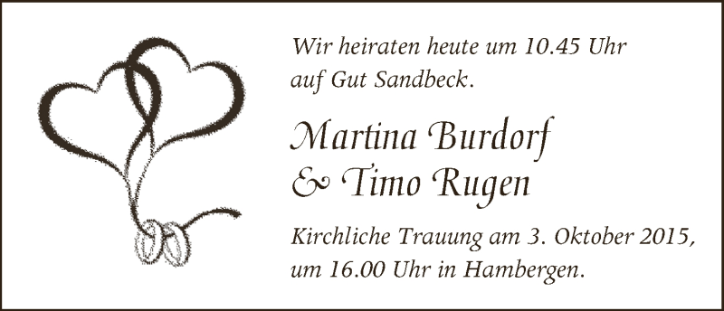 Hochzeitsanzeige von Martina Burdorf von Osterholzer Kreisblatt