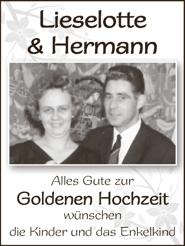 Hochzeitsanzeige von Liselotte  von WESER-KURIER
