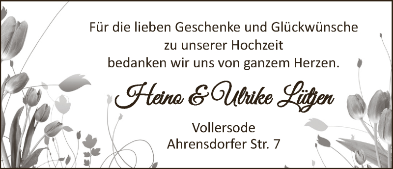 Hochzeitsanzeige von Heino Lütjen von Osterholzer Kreisblatt