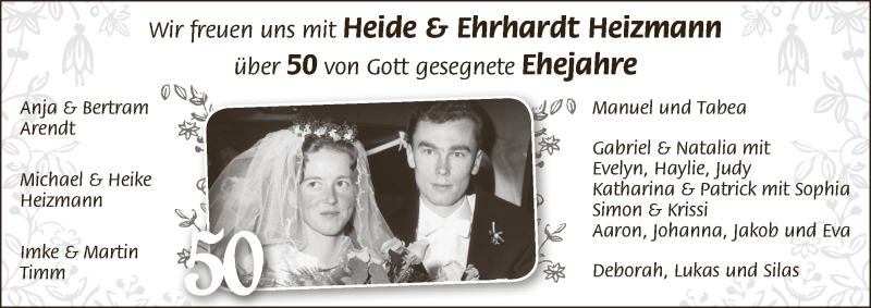 Hochzeitsanzeige von Heide Heizmann von WESER-KURIER