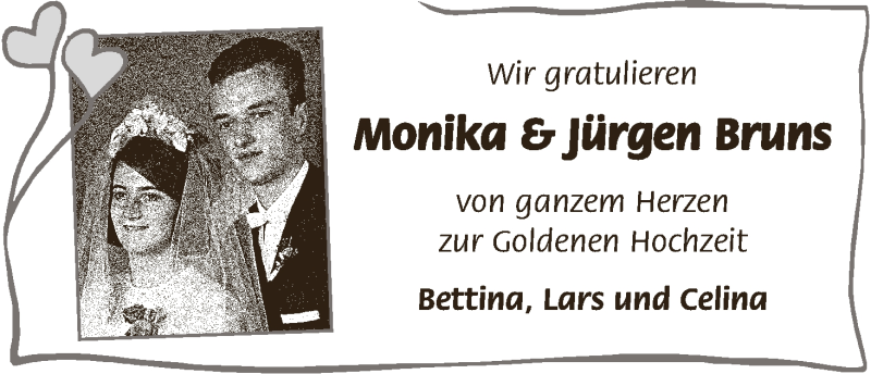 Hochzeitsanzeige von Monika Bruns von WESER-KURIER