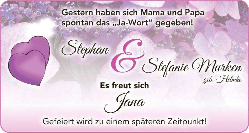 Hochzeitsanzeige von Stephan Murken von WESER-KURIER