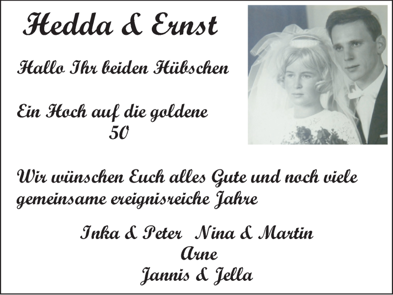 Hochzeitsanzeige von Hedda  von WESER-KURIER