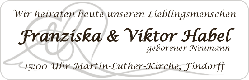 Hochzeitsanzeige von Franziska Habel von WESER-KURIER