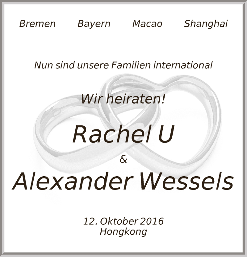 Hochzeitsanzeige von Rachel U von Die Norddeutsche