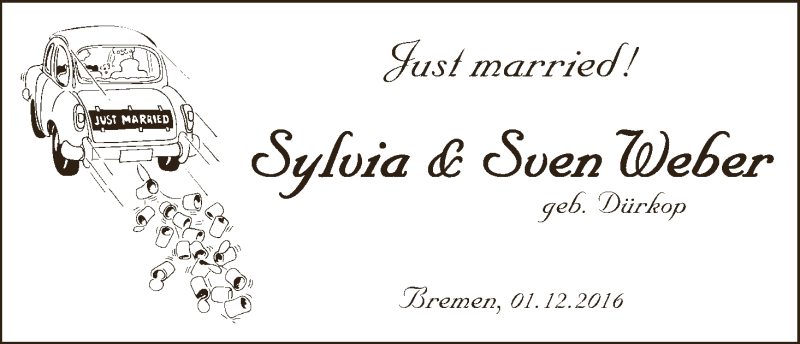 Hochzeitsanzeige von Sylvia Weber von WESER-KURIER