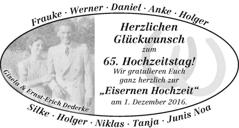 Hochzeitsanzeige von Gisela Dederke von WESER-KURIER