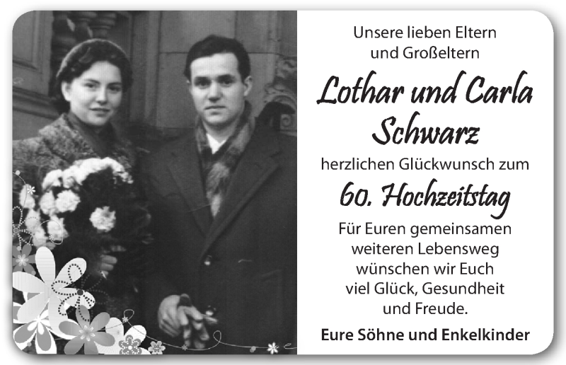 Hochzeitsanzeige von Lothar Schwarz von WESER-KURIER