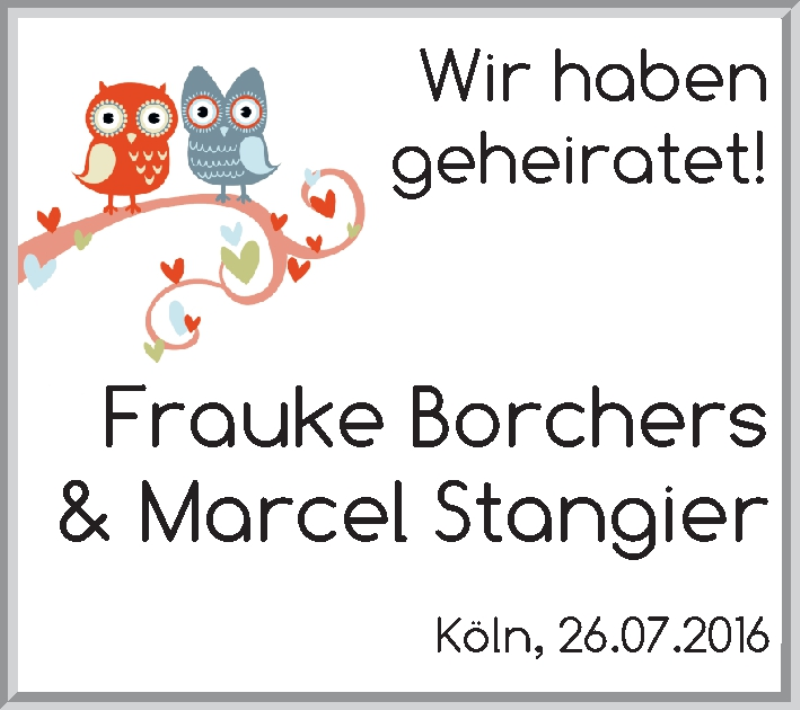 Hochzeitsanzeige von Frauke Borchers von WESER-KURIER
