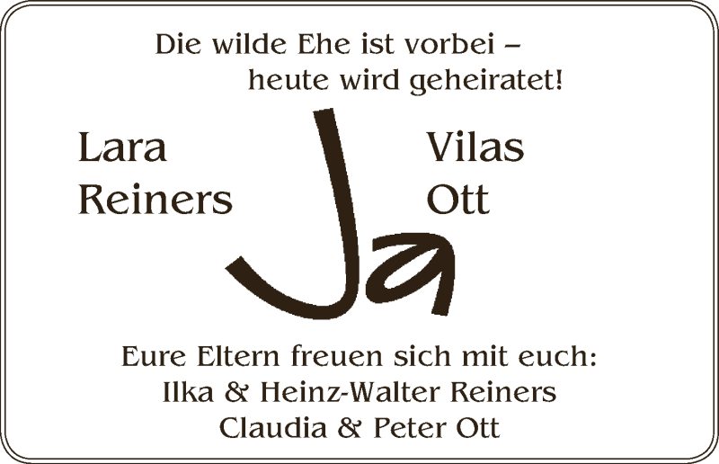 Hochzeitsanzeige von Lara Reiners von WESER-KURIER