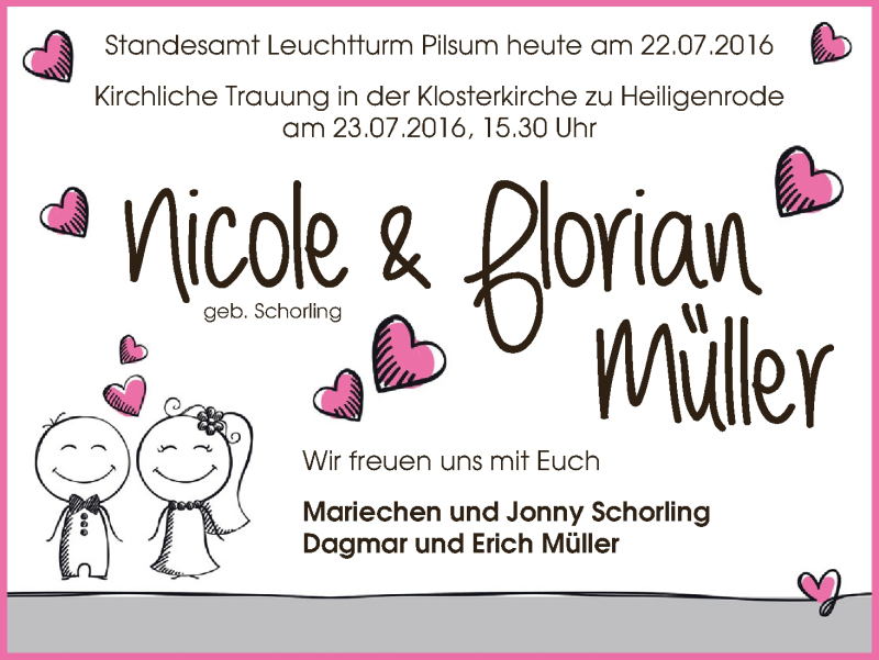 Hochzeitsanzeige von Nicole Müller von WESER-KURIER