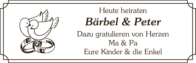 Hochzeitsanzeige von Bärbel Fengel von Osterholzer Kreisblatt