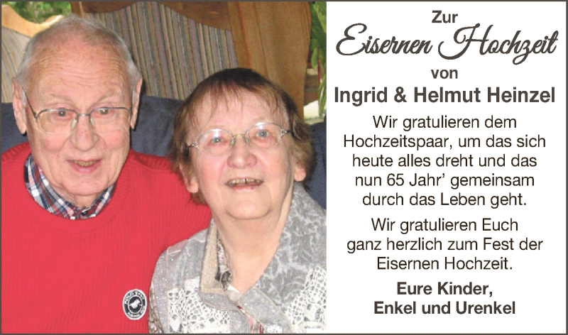 Hochzeitsanzeige von Ingrid Heinzel von Osterholzer Kreisblatt