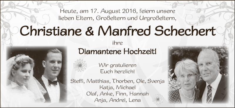 Hochzeitsanzeige von Christiane Schechert von WESER-KURIER