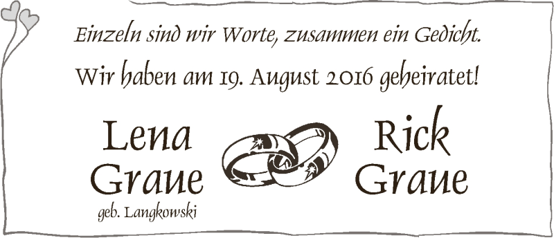 Hochzeitsanzeige von Lena Graue von WESER-KURIER