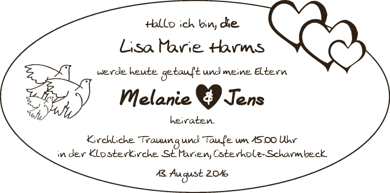 Hochzeitsanzeige von Melanie  von Osterholzer Kreisblatt