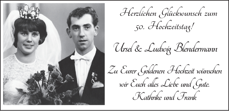Hochzeitsanzeige von Ursel Blendermann von Osterholzer Kreisblatt