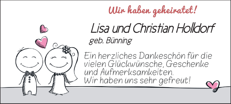 Hochzeitsanzeige von Lisa Holldorf von Osterholzer Kreisblatt
