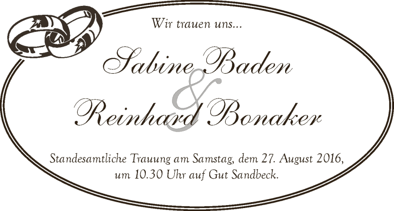 Hochzeitsanzeige von Sabine Baden von Osterholzer Kreisblatt
