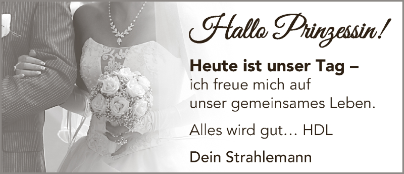 Hochzeitsanzeige von Prinzessin  von Die Norddeutsche