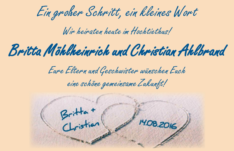 Hochzeitsanzeige von Britta Möhlheinrich von WESER-KURIER