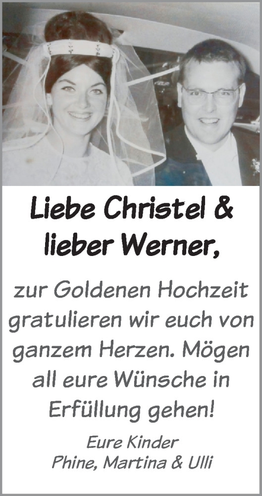 Hochzeitsanzeige von Christel  von Die Norddeutsche