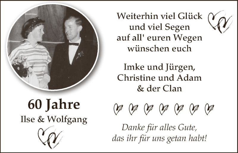Hochzeitsanzeige von Ilse  von WESER-KURIER