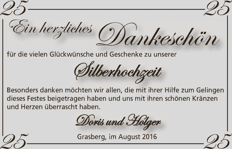 Hochzeitsanzeige von Doris  von Wuemme Zeitung