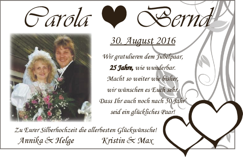 Hochzeitsanzeige von Carola   von Die Norddeutsche