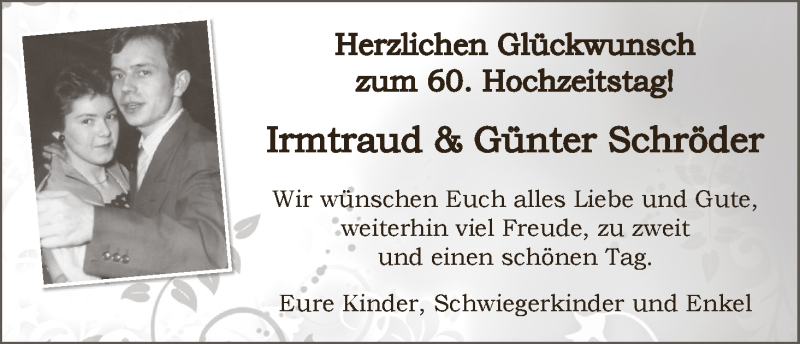Hochzeitsanzeige von Irmtraud Schröder von WESER-KURIER