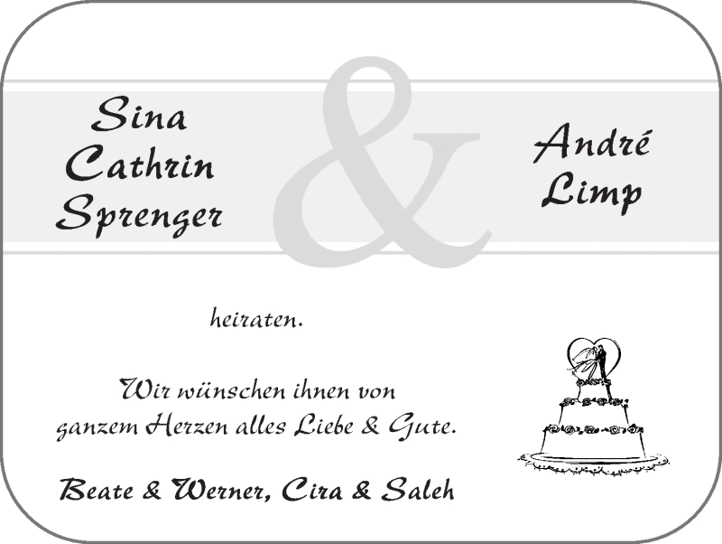 Hochzeitsanzeige von Sina Cathrin Sprenger von Regionale Rundschau/Syker Kurier