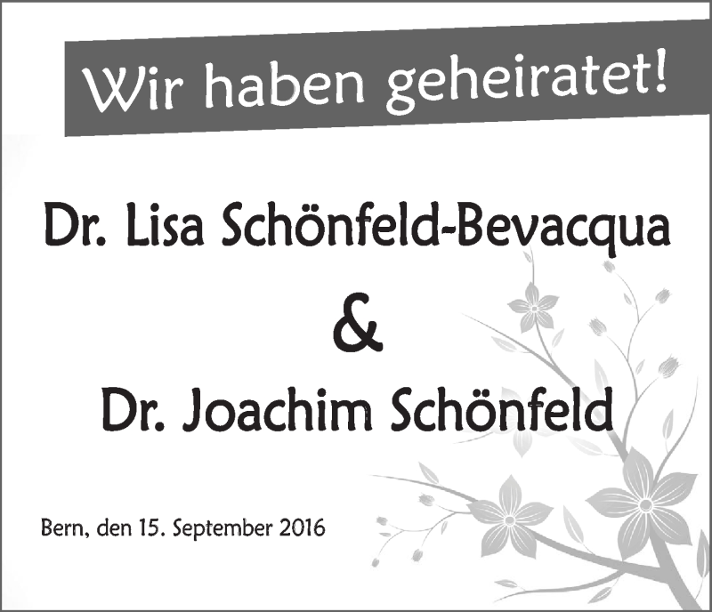 Hochzeitsanzeige von Lisa Schönfeld-Bevacqua von Achimer Kurier/Verdener Nachrichten