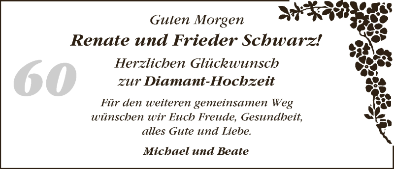 Hochzeitsanzeige von Renate Schwarz von WESER-KURIER