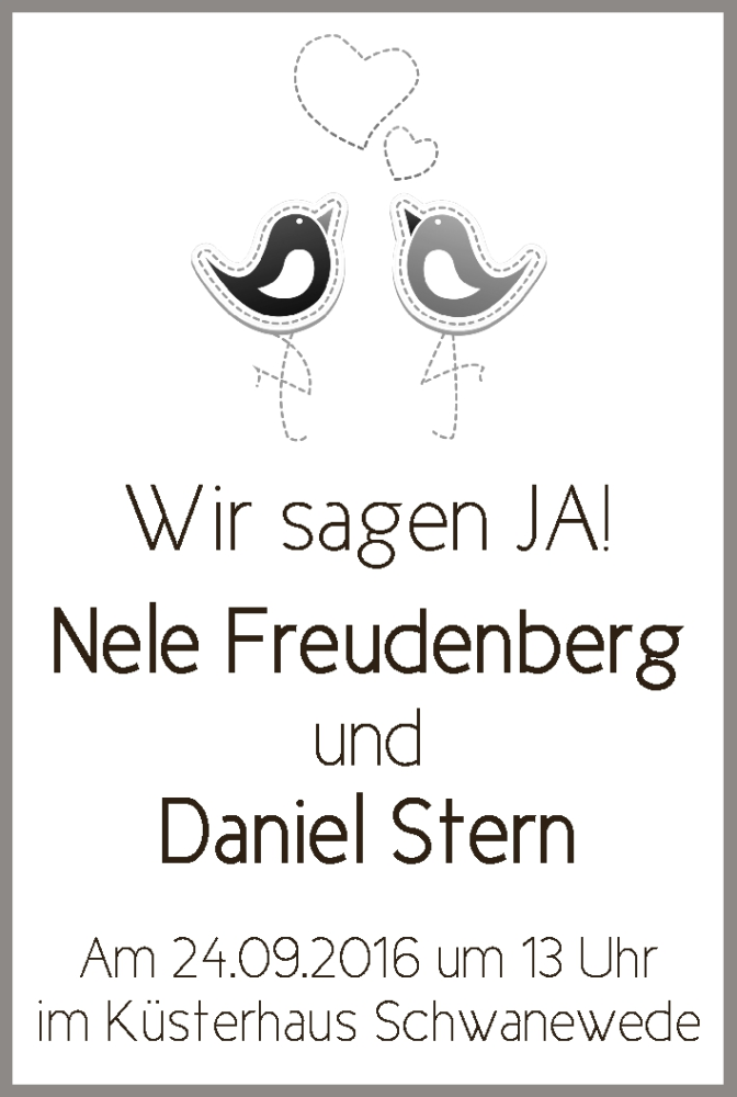 Hochzeitsanzeige von Nele Freudenberg von WESER-KURIER
