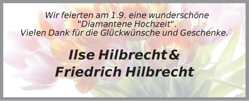 Hochzeitsanzeige von Ilse Hilbrecht von WESER-KURIER
