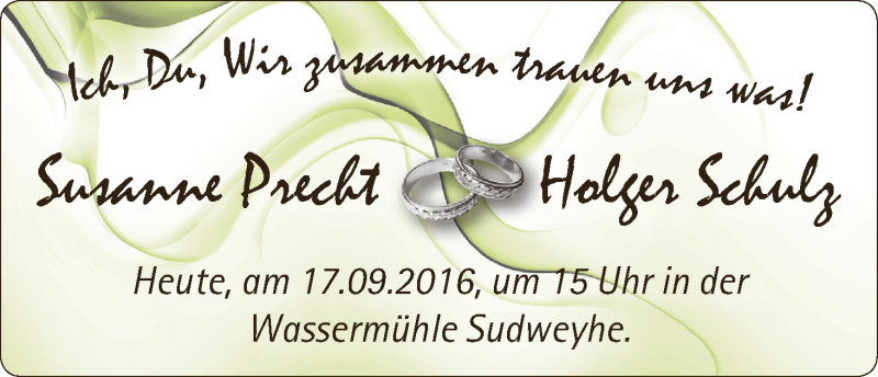 Hochzeitsanzeige von Susanne Precht von WESER-KURIER
