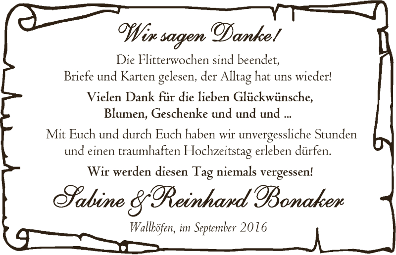 Hochzeitsanzeige von Sabine Bonaker von Osterholzer Kreisblatt