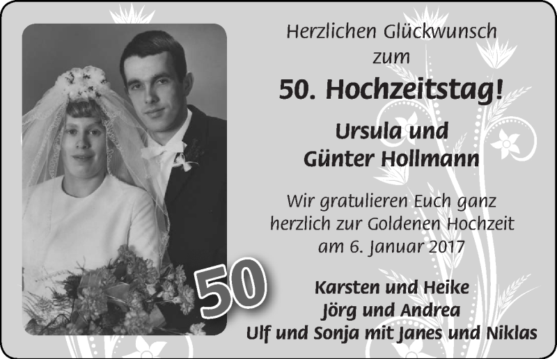 Hochzeitsanzeige von Ursula Hollmann von Osterholzer Kreisblatt