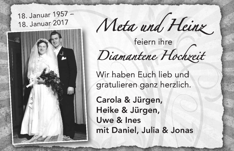 Hochzeitsanzeige von Meta Mahnken von Wuemme Zeitung