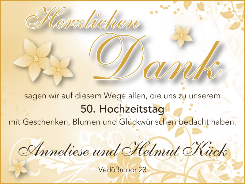 Hochzeitsanzeige von Anneliese Kück von Osterholzer Kreisblatt