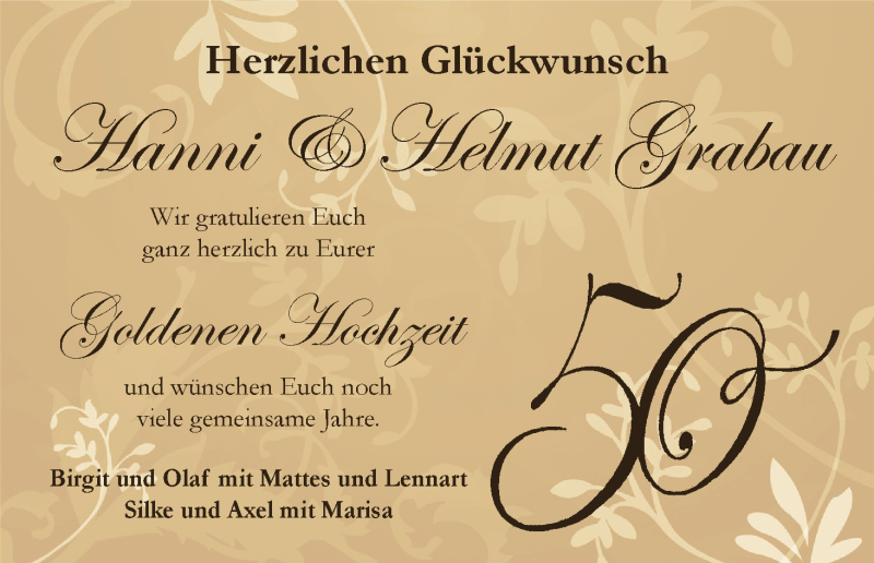 Hochzeitsanzeige von Hanni Grabau von Wuemme Zeitung
