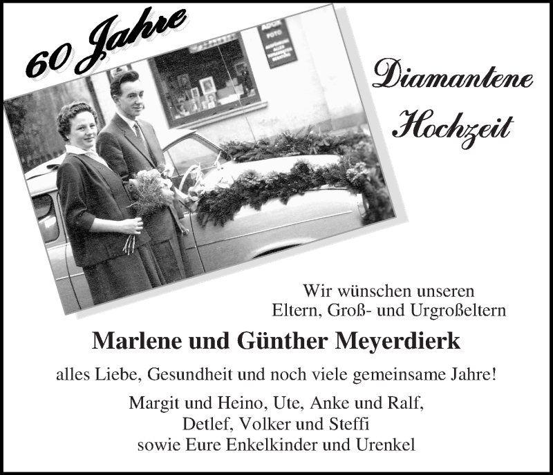 Hochzeitsanzeige von Marlene Meyerdierk von Osterholzer Kreisblatt